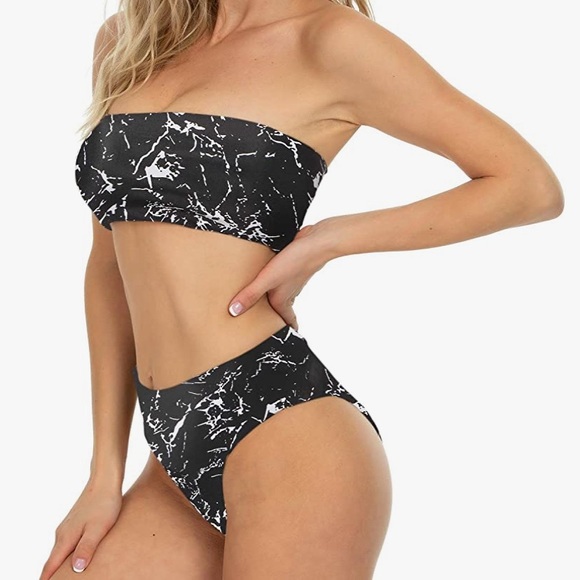 12 Crazy Other - I2CRAZY marble High Waisted Swimsuit Two Piece